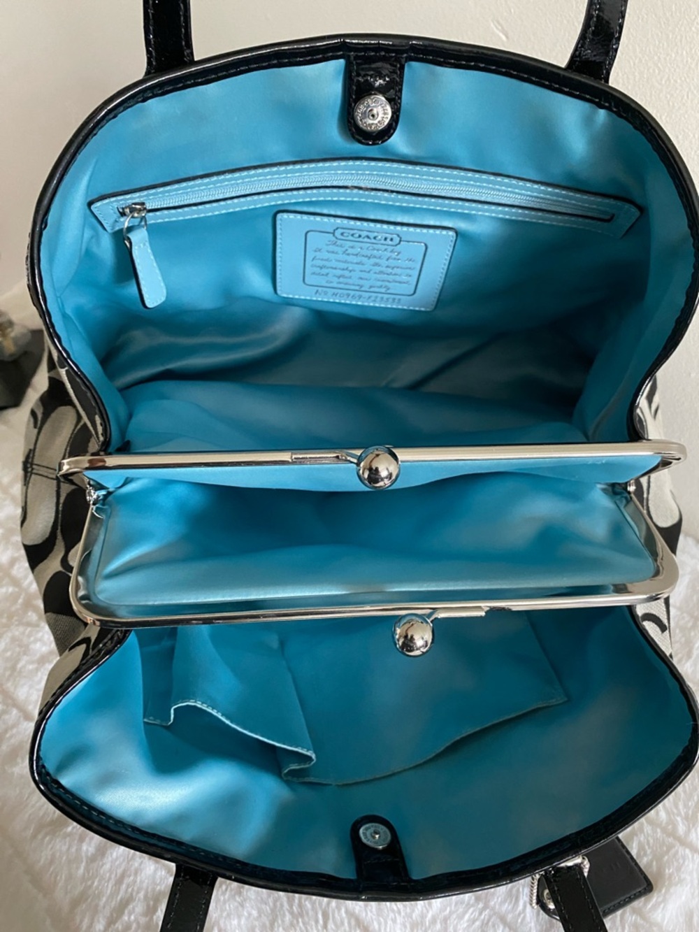 Coach F13533 Signature Kiss Lock Center Satchel (Vintage) - Picture 14 of 15